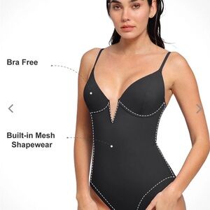 Slimming Sexy Black One-Piece Swimsuit